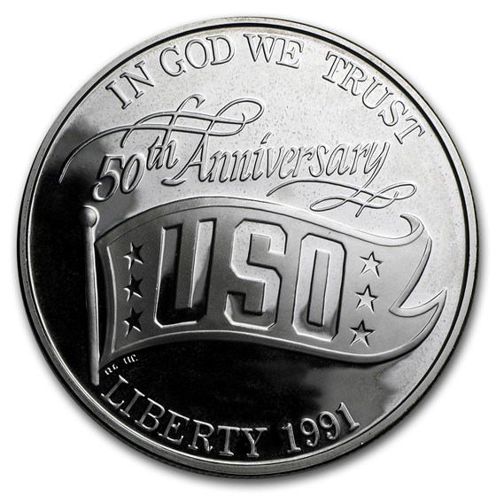 1991-S USO $1 Silver Commem Proof (w/Box & COA) 1991-S USO $1 Silver Commem Proof (w/Box & COA)